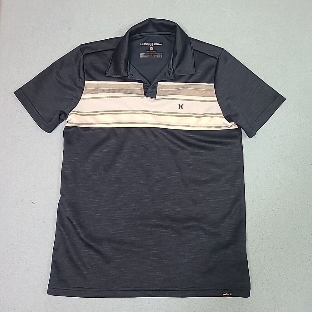HURLEY Line-Up Performance Polo  Logo graphic striped mock twist Blue Small